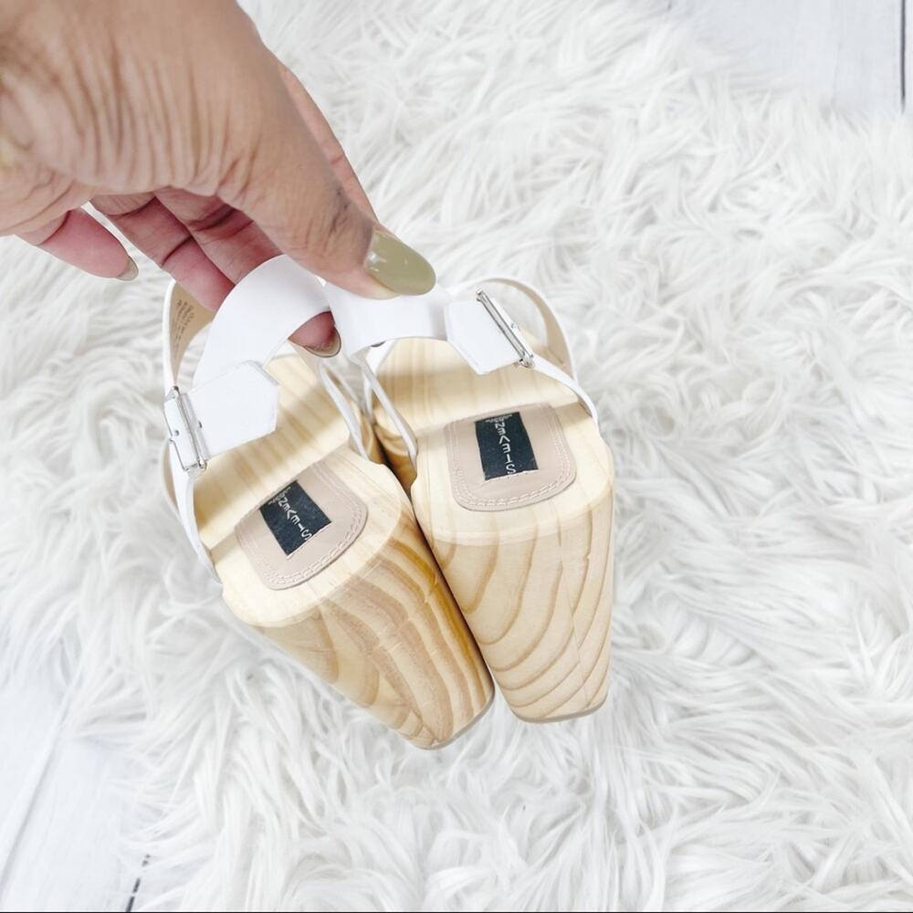 Steven by Steve Madden White Fabee Clog Buckle‎ Ankle Strap Sandals Size 11 - Picture 6 of 6